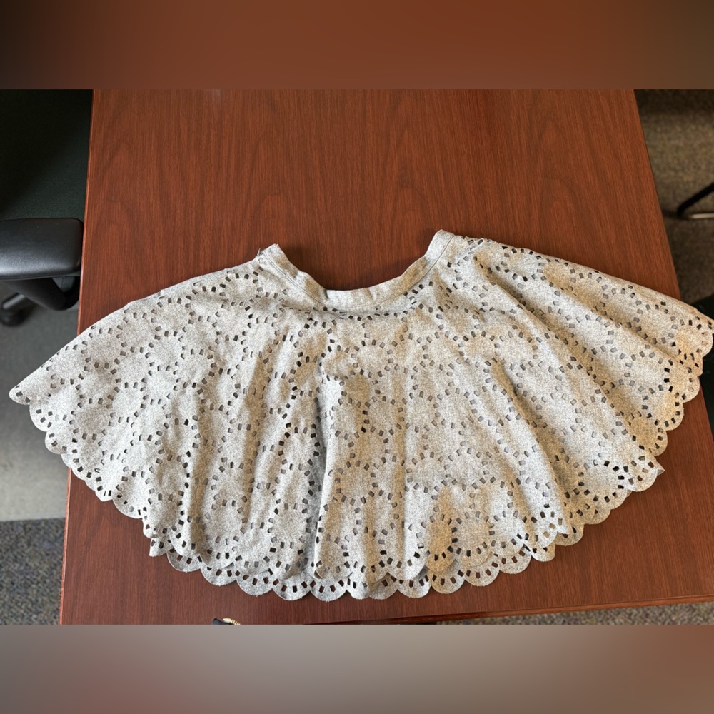 hazel Light Gray Scalloped Eyelet Circle Skirt